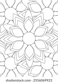 All these designs are hand-drawn and unique 
Beautiful Flowers black and white illustration for adult coloring book,
This is a printable Beautiful Zentangle Coloring page for KDP Interior,