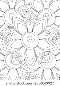 All these designs are hand-drawn and unique 
Beautiful Flowers black and white illustration for adult coloring book,
This is a printable Beautiful Zentangle Coloring page for KDP Interior,