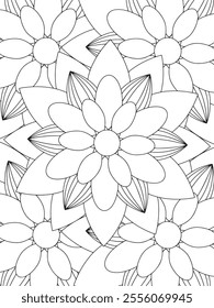 All these designs are hand-drawn and unique 
Beautiful Flowers black and white illustration for adult coloring book,
This is a printable Beautiful Zentangle Coloring page for KDP Interior,