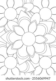 All these designs are hand-drawn and unique 
Beautiful Flowers black and white illustration for adult coloring book,
This is a printable Beautiful Zentangle Coloring page for KDP Interior,