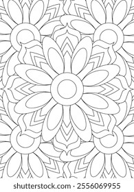 All these designs are hand-drawn and unique 
Beautiful Flowers black and white illustration for adult coloring book,
This is a printable Beautiful Zentangle Coloring page for KDP Interior,