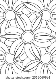 All these designs are hand-drawn and unique 
Beautiful Flowers black and white illustration for adult coloring book,
This is a printable Beautiful Zentangle Coloring page for KDP Interior,