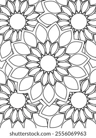 All these designs are hand-drawn and unique 
Beautiful Flowers black and white illustration for adult coloring book,
This is a printable Beautiful Zentangle Coloring page for KDP Interior,