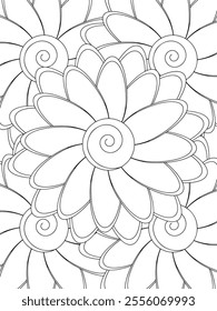 All these designs are hand-drawn and unique 
Beautiful Flowers black and white illustration for adult coloring book,
This is a printable Beautiful Zentangle Coloring page for KDP Interior,