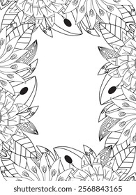 All these designs are hand-drawn and unique 
Beautiful Flowers Border black and white illustration for adult coloring book,
This is a printable Beautiful Zentangle Coloring page for KDP Interior,