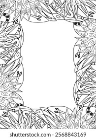 All these designs are hand-drawn and unique 
Beautiful Flowers Border black and white illustration for adult coloring book,
This is a printable Beautiful Zentangle Coloring page for KDP Interior,