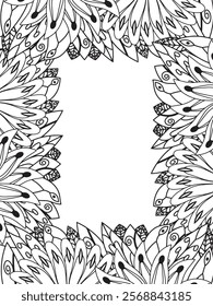 All these designs are hand-drawn and unique 
Beautiful Flowers Border black and white illustration for adult coloring book,
This is a printable Beautiful Zentangle Coloring page for KDP Interior,