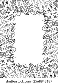 All these designs are hand-drawn and unique 
Beautiful Flowers Border black and white illustration for adult coloring book,
This is a printable Beautiful Zentangle Coloring page for KDP Interior,