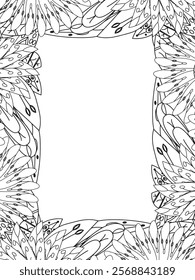 All these designs are hand-drawn and unique 
Beautiful Flowers Border black and white illustration for adult coloring book,
This is a printable Beautiful Zentangle Coloring page for KDP Interior,