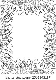 All these designs are hand-drawn and unique 
Beautiful Flowers Border black and white illustration for adult coloring book,
This is a printable Beautiful Zentangle Coloring page for KDP Interior,