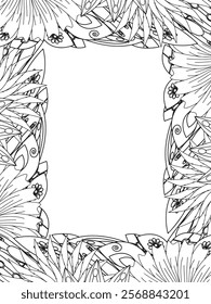 All these designs are hand-drawn and unique 
Beautiful Flowers Border black and white illustration for adult coloring book,
This is a printable Beautiful Zentangle Coloring page for KDP Interior,