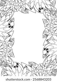 All these designs are hand-drawn and unique 
Beautiful Flowers Border black and white illustration for adult coloring book,
This is a printable Beautiful Zentangle Coloring page for KDP Interior,