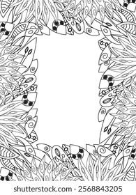 All these designs are hand-drawn and unique 
Beautiful Flowers Border black and white illustration for adult coloring book,
This is a printable Beautiful Zentangle Coloring page for KDP Interior,