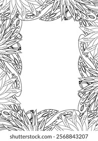 All these designs are hand-drawn and unique 
Beautiful Flowers Border black and white illustration for adult coloring book,
This is a printable Beautiful Zentangle Coloring page for KDP Interior,