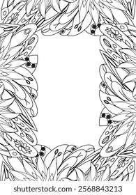 All these designs are hand-drawn and unique 
Beautiful Flowers Border black and white illustration for adult coloring book,
This is a printable Beautiful Zentangle Coloring page for KDP Interior,