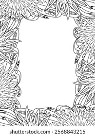 All these designs are hand-drawn and unique 
Beautiful Flowers Border black and white illustration for adult coloring book,
This is a printable Beautiful Zentangle Coloring page for KDP Interior,