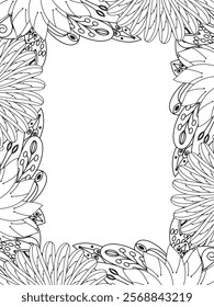 All these designs are hand-drawn and unique 
Beautiful Flowers Border black and white illustration for adult coloring book,
This is a printable Beautiful Zentangle Coloring page for KDP Interior,