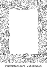 All these designs are hand-drawn and unique 
Beautiful Flowers Border black and white illustration for adult coloring book,
This is a printable Beautiful Zentangle Coloring page for KDP Interior,