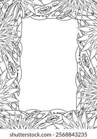 All these designs are hand-drawn and unique 
Beautiful Flowers Border black and white illustration for adult coloring book,
This is a printable Beautiful Zentangle Coloring page for KDP Interior,