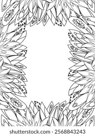 All these designs are hand-drawn and unique 
Beautiful Flowers Border black and white illustration for adult coloring book,
This is a printable Beautiful Zentangle Coloring page for KDP Interior,