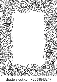 All these designs are hand-drawn and unique 
Beautiful Flowers Border black and white illustration for adult coloring book,
This is a printable Beautiful Zentangle Coloring page for KDP Interior,