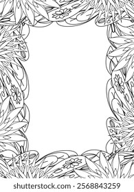 All these designs are hand-drawn and unique 
Beautiful Flowers Border black and white illustration for adult coloring book,
This is a printable Beautiful Zentangle Coloring page for KDP Interior,