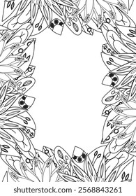 All these designs are hand-drawn and unique 
Beautiful Flowers Border black and white illustration for adult coloring book,
This is a printable Beautiful Zentangle Coloring page for KDP Interior,