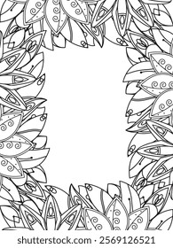 All these designs are hand-drawn and unique 
Beautiful Flowers Border black and white illustration for adult coloring book,
This is a printable Beautiful Zentangle Coloring page for KDP Interior,