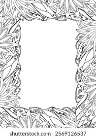 All these designs are hand-drawn and unique 
Beautiful Flowers Border black and white illustration for adult coloring book,
This is a printable Beautiful Zentangle Coloring page for KDP Interior,