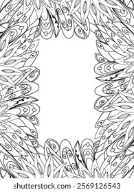 All these designs are hand-drawn and unique 
Beautiful Flowers Border black and white illustration for adult coloring book,
This is a printable Beautiful Zentangle Coloring page for KDP Interior,