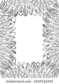 All these designs are hand-drawn and unique 
Beautiful Flowers Border black and white illustration for adult coloring book,
This is a printable Beautiful Zentangle Coloring page for KDP Interior,