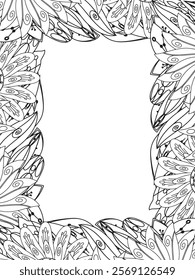 All these designs are hand-drawn and unique 
Beautiful Flowers Border black and white illustration for adult coloring book,
This is a printable Beautiful Zentangle Coloring page for KDP Interior,