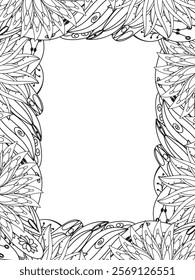 All these designs are hand-drawn and unique 
Beautiful Flowers Border black and white illustration for adult coloring book,
This is a printable Beautiful Zentangle Coloring page for KDP Interior,