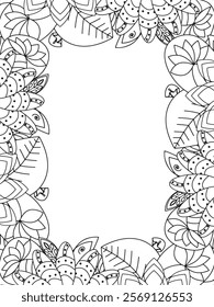 All these designs are hand-drawn and unique 
Beautiful Flowers Border black and white illustration for adult coloring book,
This is a printable Beautiful Zentangle Coloring page for KDP Interior,