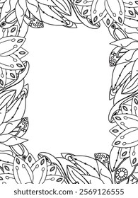 All these designs are hand-drawn and unique 
Beautiful Flowers Border black and white illustration for adult coloring book,
This is a printable Beautiful Zentangle Coloring page for KDP Interior,