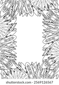 All these designs are hand-drawn and unique 
Beautiful Flowers Border black and white illustration for adult coloring book,
This is a printable Beautiful Zentangle Coloring page for KDP Interior,