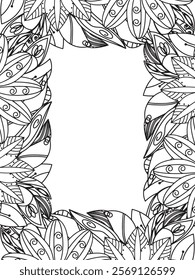 All these designs are hand-drawn and unique 
Beautiful Flowers Border black and white illustration for adult coloring book,
This is a printable Beautiful Zentangle Coloring page for KDP Interior,