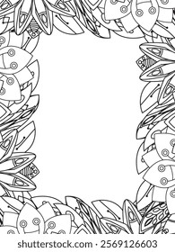 All these designs are hand-drawn and unique 
Beautiful Flowers Border black and white illustration for adult coloring book,
This is a printable Beautiful Zentangle Coloring page for KDP Interior,