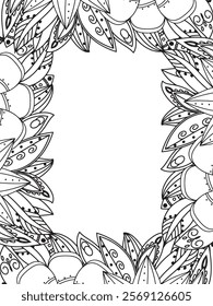 All these designs are hand-drawn and unique 
Beautiful Flowers Border black and white illustration for adult coloring book,
This is a printable Beautiful Zentangle Coloring page for KDP Interior,