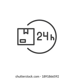 All time delivery line icon. linear style sign for mobile concept and web design. 24 hours delivery service outline vector icon. Symbol, logo illustration. Vector graphics