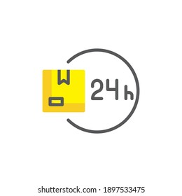 All time delivery line icon. linear style sign for mobile concept and web design. 24 hours delivery service outline vector icon. Symbol, logo illustration. Vector graphics