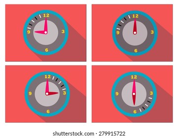 All time for one day sign flat long shadow.Vector illustration