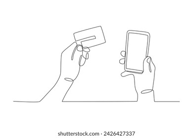Todas las transacciones se pueden hacer en línea. Banca por Internet - dibujo en una línea
