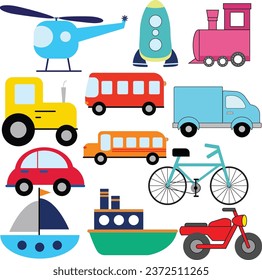 All Transportation Vehicle Clipart Set