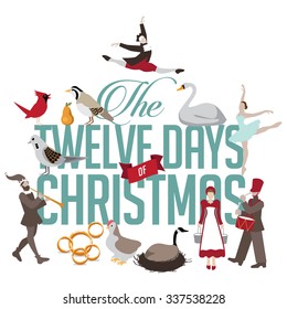 All Twelve Days Of Christmas EPS 10 Vector Illustration