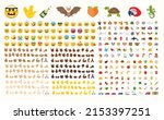 All type of emojis in one big set. Hands, gesture, people, animals, food, transport, activity, sport emoticons. Emoji big collection.