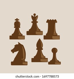 All types of chess pieces located on a translucent background. All elements are isolated. svg