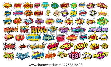 all types of emojis, stickers, emoticons flat vector illustration symbols comic bubbles effect, layout, texture, Comic bg, cover, elements, panel style, comic strip cartoon text sign symbol art design logo activity, icons set, collection, comics, comic book background, strip, book, elements, font, background, book template page, frame, EOMIG, pop art. Hello, food, smash, wow, great , ouch, pow, poof, lol, hey, thank you, crash, yes, boom, awesome, oh no, yes, punch, bam, ok, xoxo, yeah, ko, cool, wham, kaboom, super, smack, game over, kapow, you are the best, rebel, cash back, coming soon, amazing, welcome, hello, hi, let's go, dang, omg, wtf, aargh, swoosh, ohh, crash, sizzle, you won, srash, danger, bold, good luck, yes, winner, whoosh. Vector, poster, banner, sign and symbol, graphics, eps file editable files. Omg, wtf. Aaah. 
