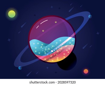 All the universe view from space and 3D animated vector image for your space project 