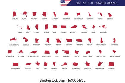 All U.S. states map shapes USA borders  